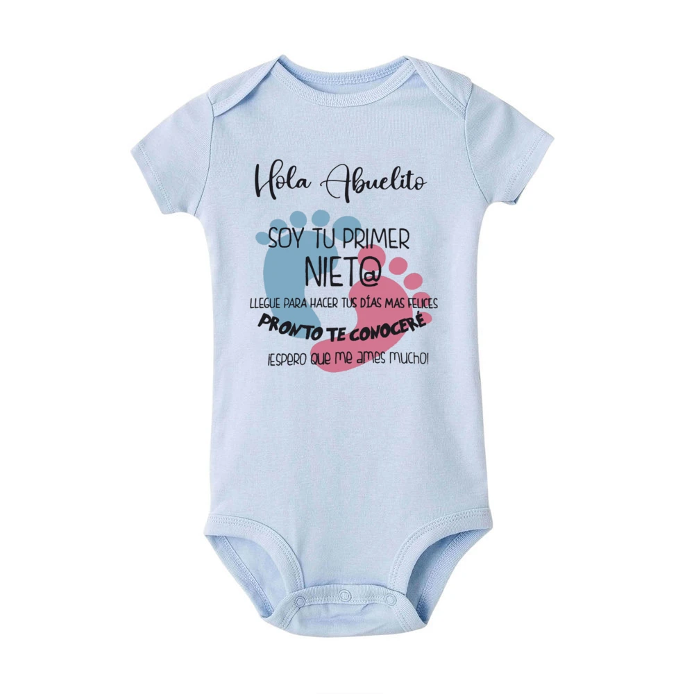 Hello Grandpa I\'m Your First Grandson Printed Baby Romper Outfit Pregnancy Announcement Bodysuit Baby Reveal Clothes for Family