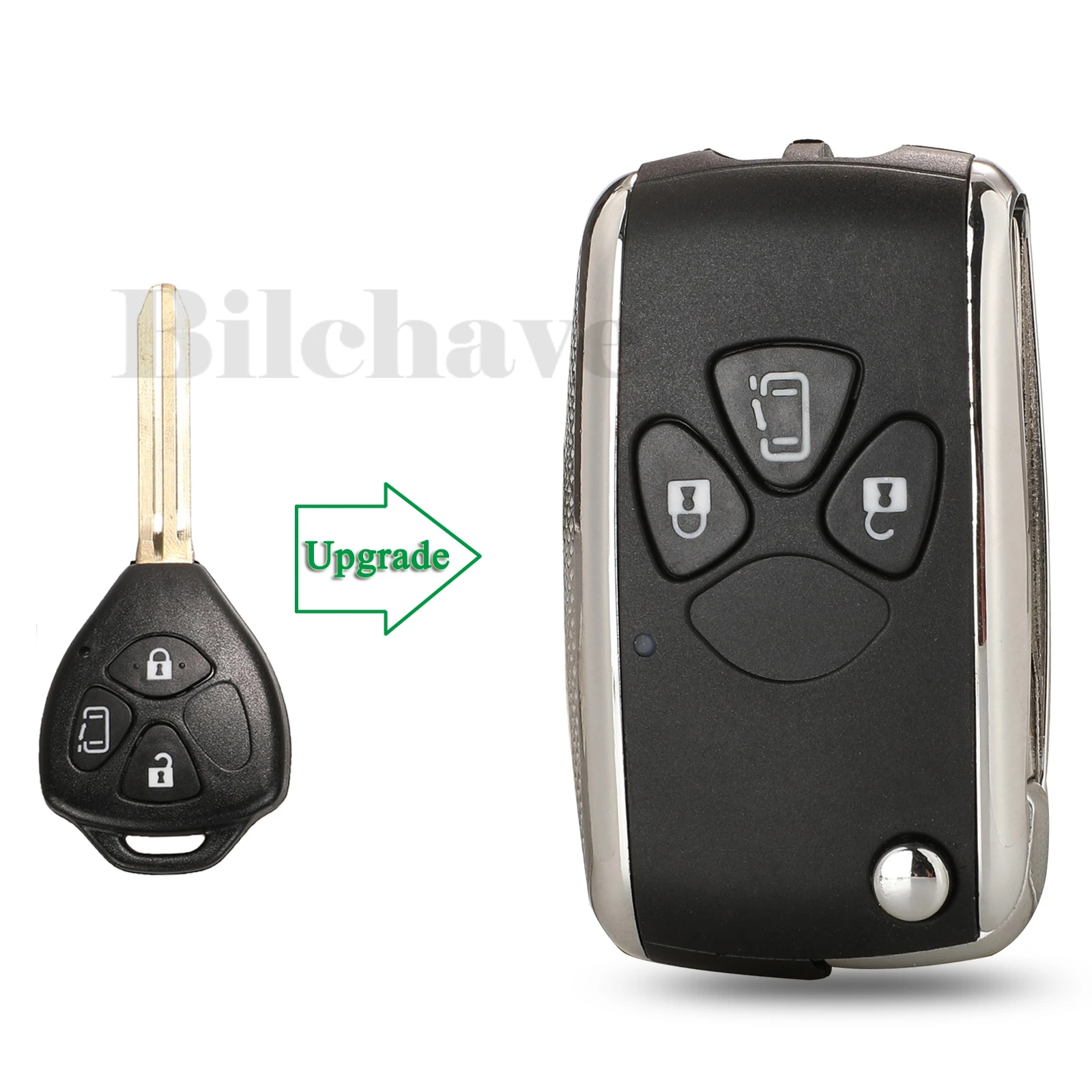 

Bilchave 5pcs 3BT Upgrade Folding Remote Car Key Shell Fob For Toyota Corolla RAV4 Camry Avlon With TOY47 Blade Replacement