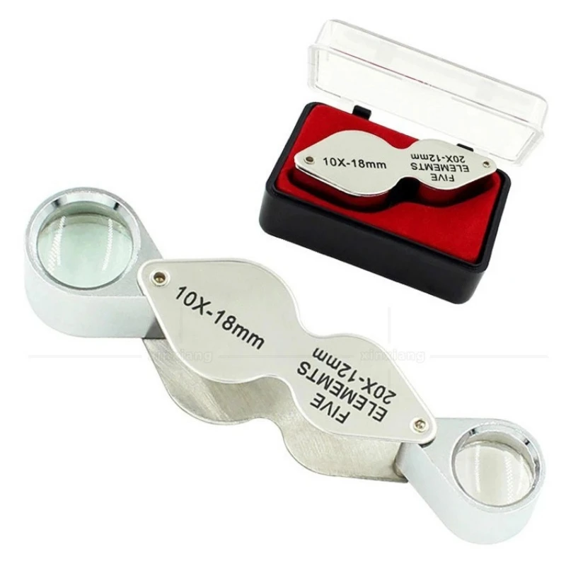 

10X 20X Jewelers Loupe Pocket Magnifying Glass With Dual Lenses Foldable Jewelry Loop Magnifier For Diamonds Coins Watches Plant
