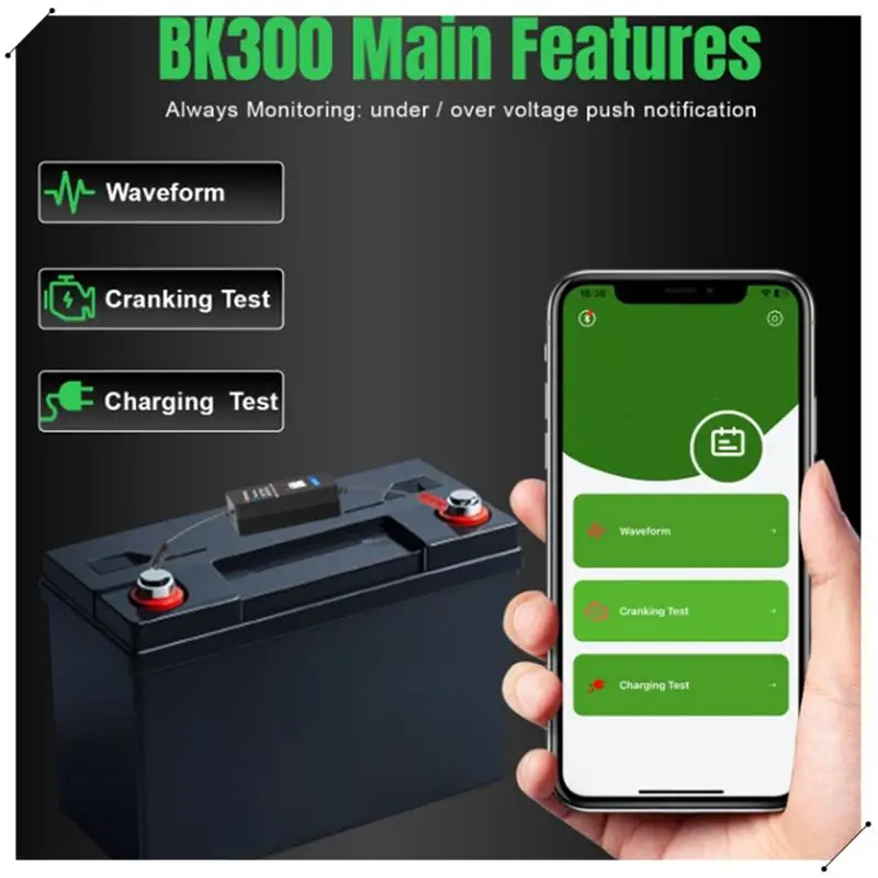 Konnwei BK300 For Car RV Motorcycle Compatible Bluetooth Battery Monitor 6V 12V 24V Tester Fault Detector