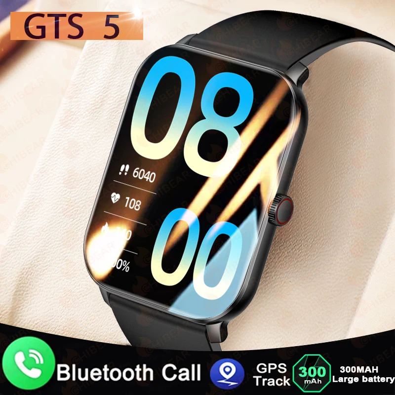 Smartwatch impermeável GTS 5 para homens e mulheres, mais de 100 modos esportivos, monitoramento do sono, GPS, IP68, Xiaomi, Android, IOS, novo, 2022