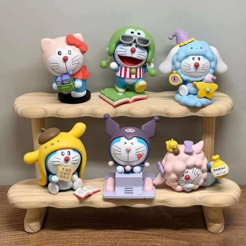 Figura de Resina Q-Version de Doraemon Cosplay Kero Kero Keroppi en Bolsa OPP, Decoración de Escritorio, Colección, Juguetes de Microescena