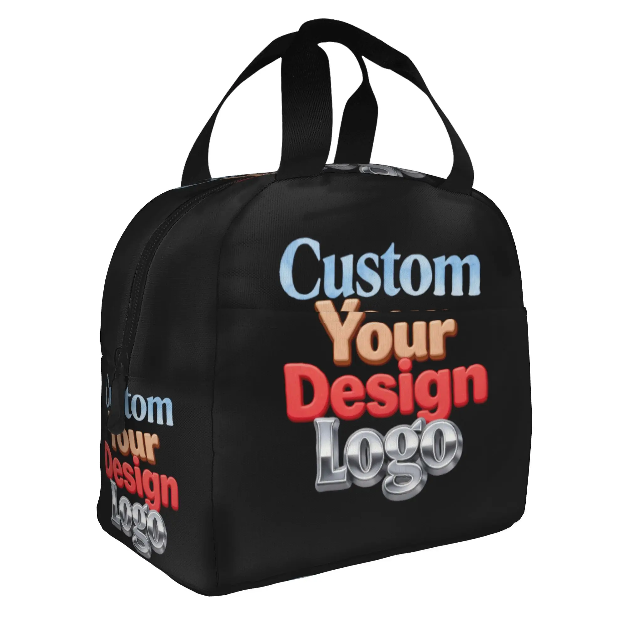 Custom Family Pets Custom Photo Logo Insulated Lunch Bag for Women Portable Printed Thermal Cooler Lunch Box Beach Camping