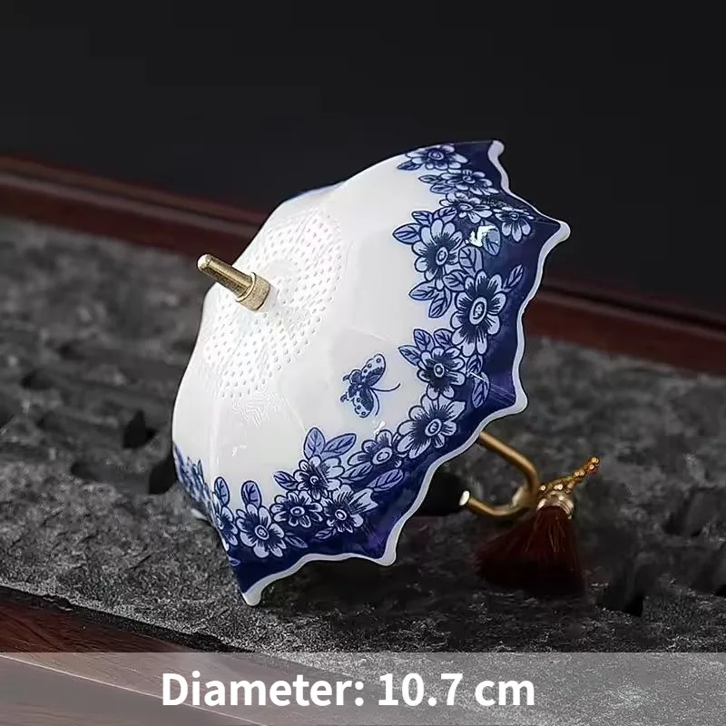 Mini Ceramic Umbrella Parasol Ornament 13cm Antique Style