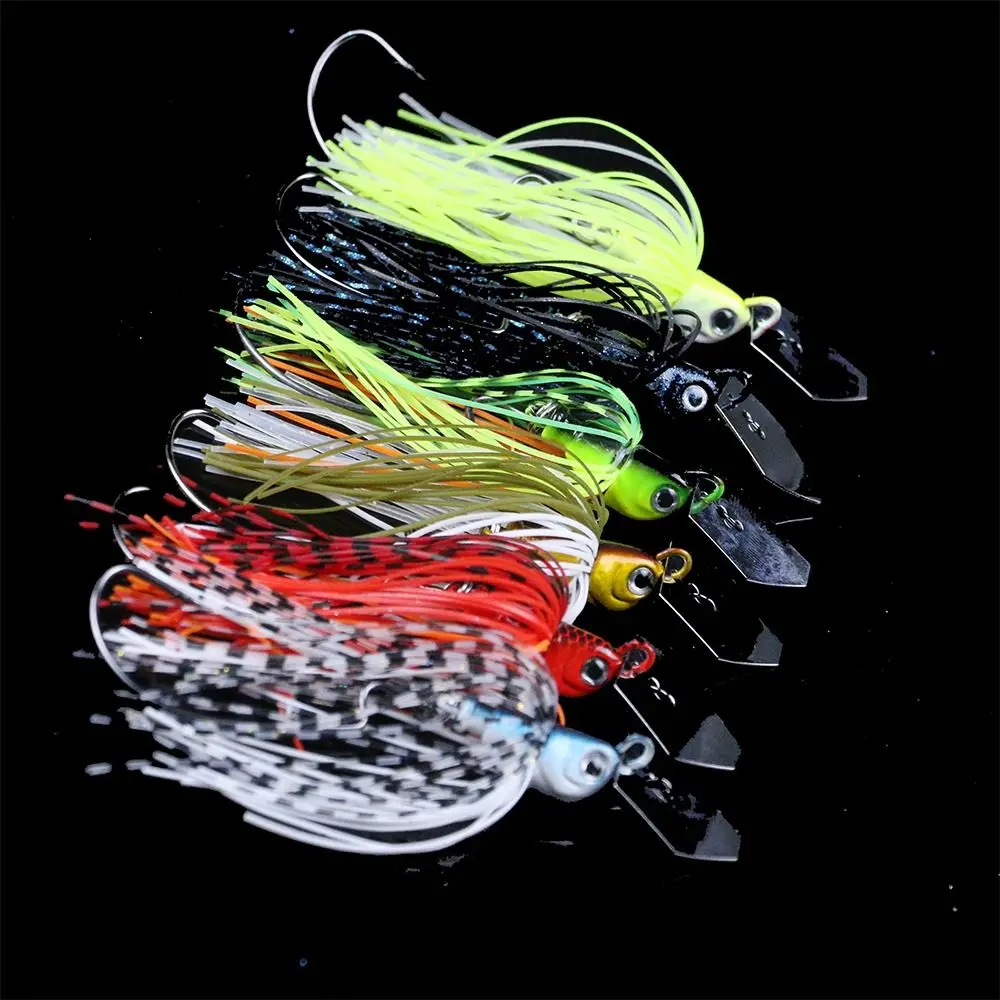 Señuelo de pesca blando tipo Wobbler 7G/9G/12G/14G/21G, señuelo Chatterbait, señuelo Spinnerbait, señuelo metálico con hoja de 5 colores para pesca de lubina, lucio y lucioperca.