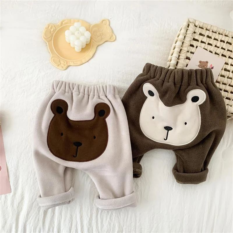 Autumn Winter Baby Clothes Girl Boy Trousers Fleece Warm Loose Pants Bottoms