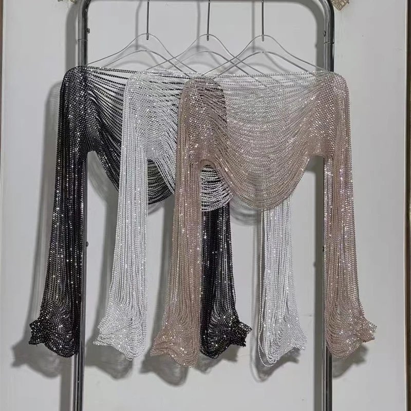 Hochwertiges Diamant-Halsketten-Zubehör, 2026, neuer Stil, Kleidung, Schal-Zubehör, trendiges, langärmeliges Crop-Top, mehrschichtig – Detail 1