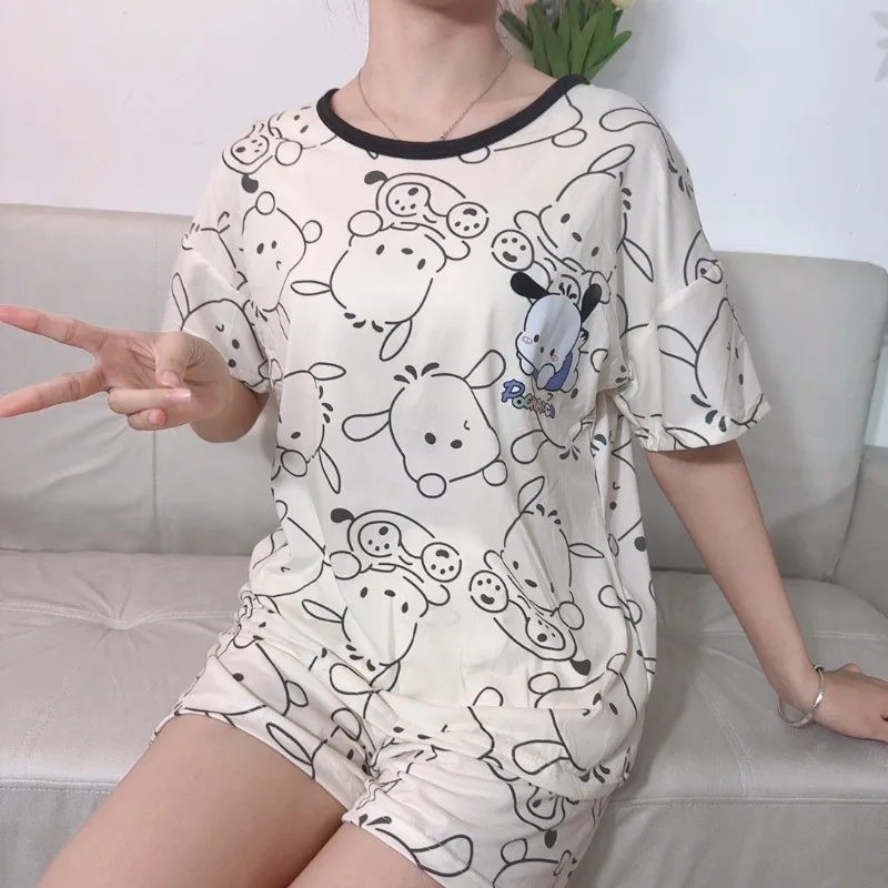 Pacha dog short-sleeved pajamas set summer new Sanrio loungewear two-piece set cute cartoon girl pajamas can be worn outside