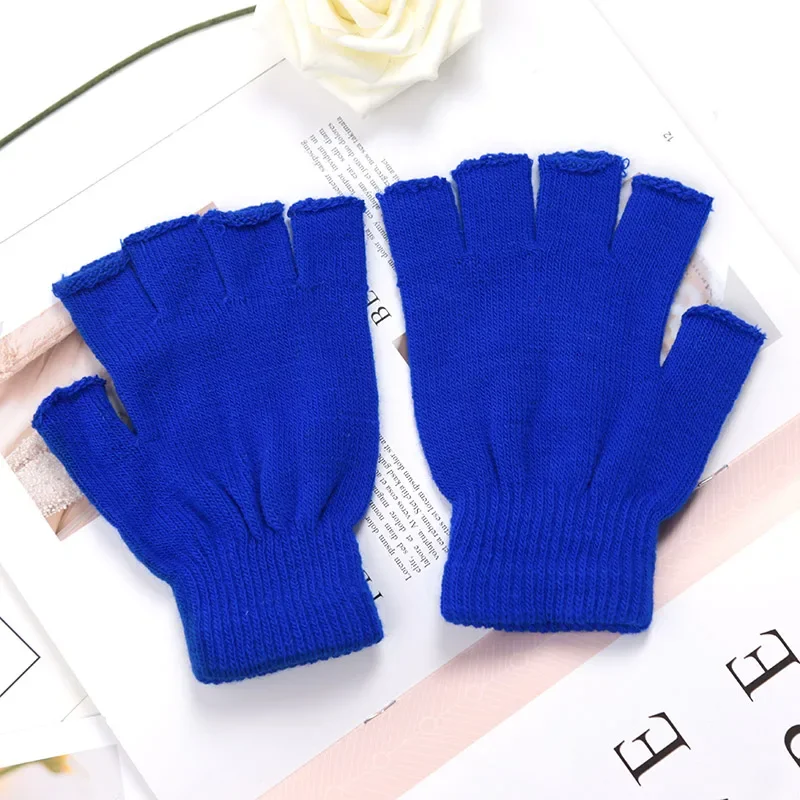 New Black Half Finger Fingerless Gloves for Women and Men Knit Wrist Cotton Pink Hand Gloves Winter Warm Workout Work Mittens