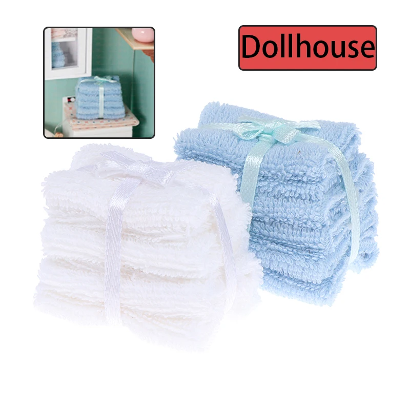 1:12 Puppenhaus Miniatur Badezimmerzubehör Handtuch Mini Kosmetik Regal Badezimmermöbel Set Puppenhaus Zubehör Modell