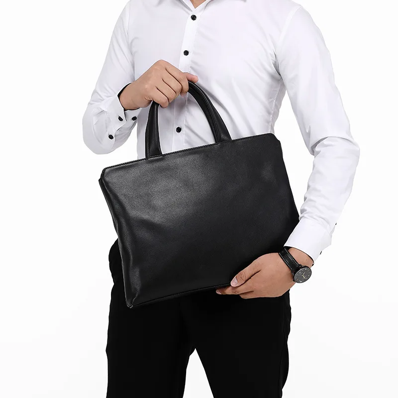 Borsa da uomo in vera pelle di grande capacità, valigetta versatile casual, borsa per laptop in pelle bovina con strato superiore