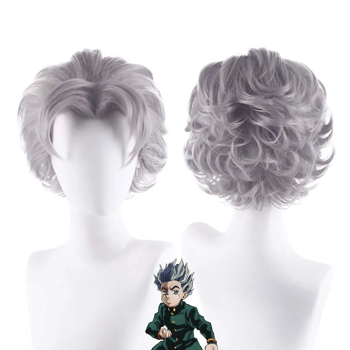 

Костюм на Хэллоуин, вечерние, Невероятные приключения ДжоДжо, Koichi Hirose, серый парик для косплея