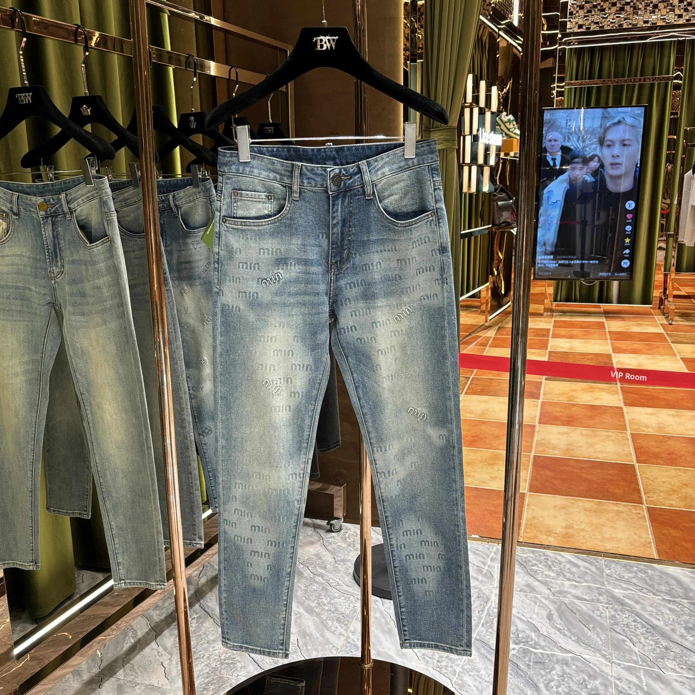 

Slim Fit Straight Leg Jeans Men's Casual Embroidered Denim Pants Versatile Spring Summer New Sle Trendy Brand Youth ular