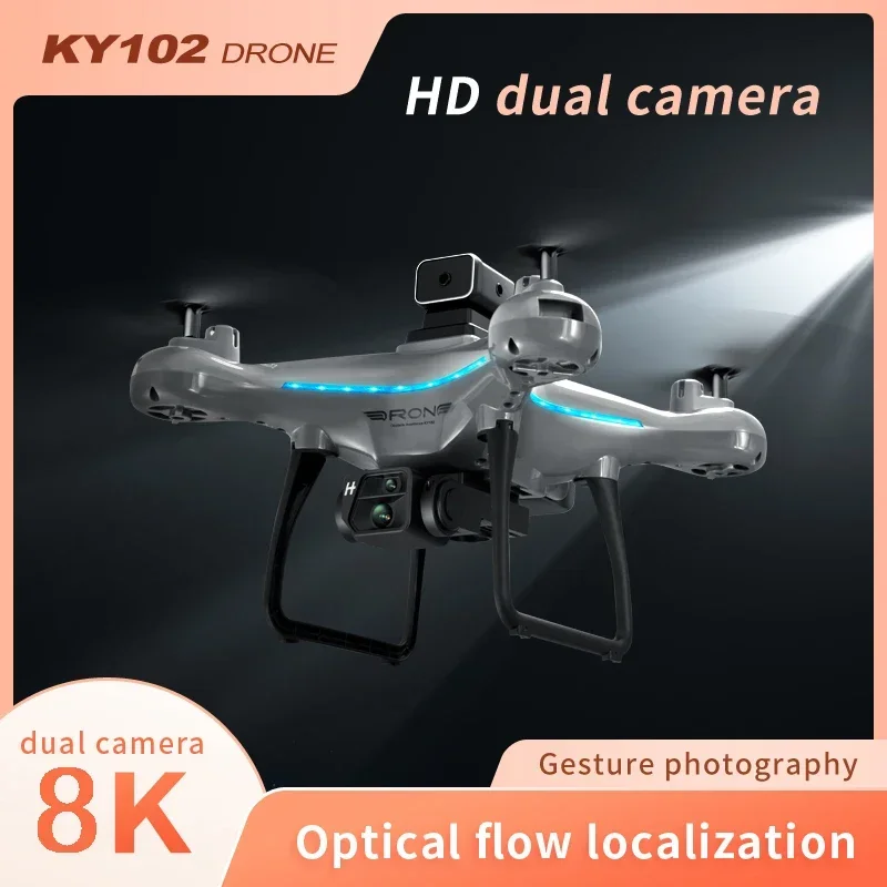 KY102 Rc Drone 8K Profesjonalna fotografia lotnicza z podwójną kamerą 360°° Unikanie przeszkód Przepływ optyczny Czteroosiowy samolot RC 10000M