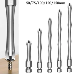 1pc PH2 Cross Screwdriver Magnetic Batch Head Impact Drill Bit Alloy Steel Non-slip Cross Screwdriver 50/75/100/120/150mm