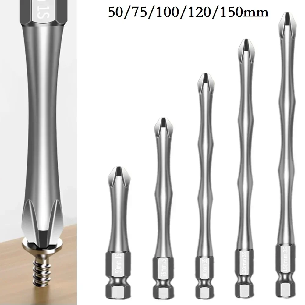 Cruz Chave de Fenda Magnética Lote Cabeça Impacto Broca Liga de Aço Antiderrapante Cruz Chave de Fenda 50 75 100 120 150 mm 1pc Ph2