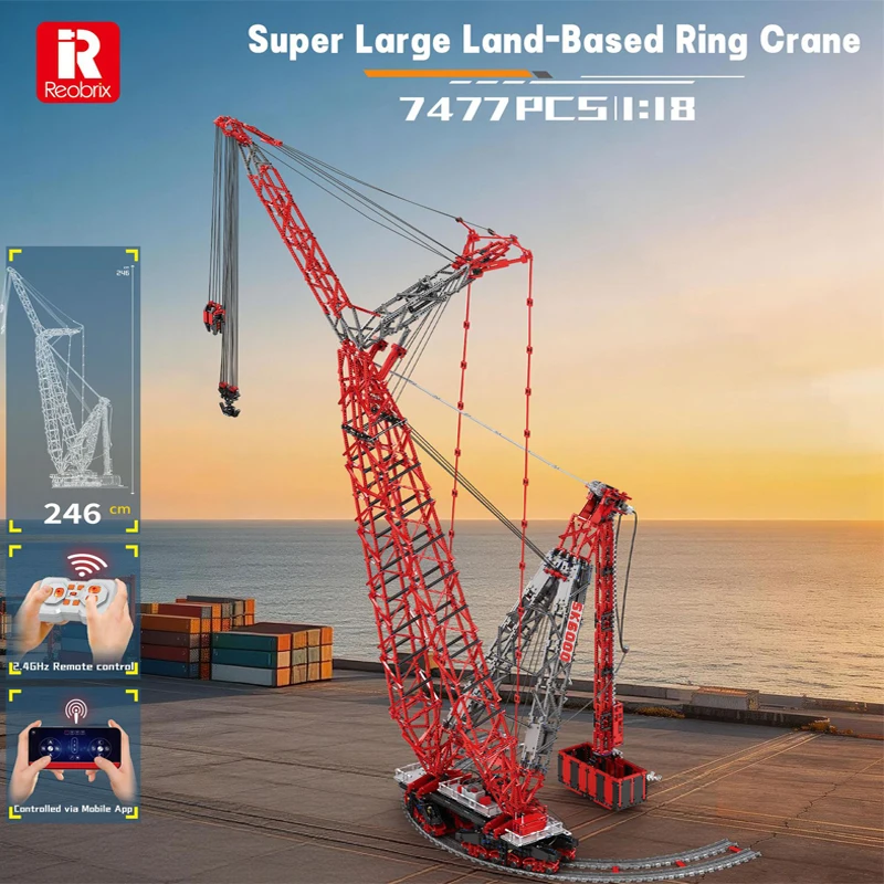 IN STOCK Reobrix 22028 Technical RC SK6000 Heavy-duty Lifting Crane Building Blocks Bricks Model Toys for Boys Christmas Gift