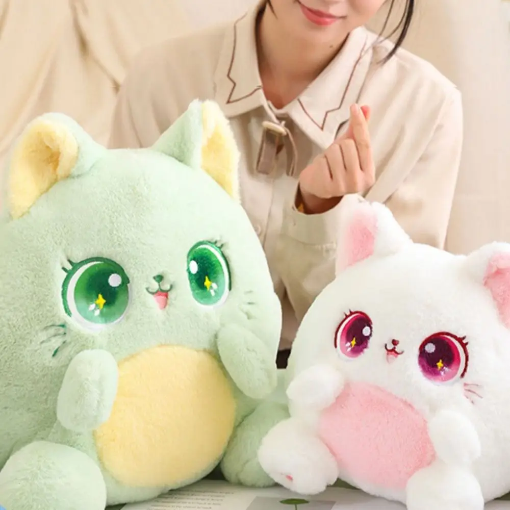 Lovely Animal Sitting Cat Plush Toy Cartoon Fluffy Kitten Stuffed Doll Anime Soft Cartoon Simulation Cat Doll Birthday Gift