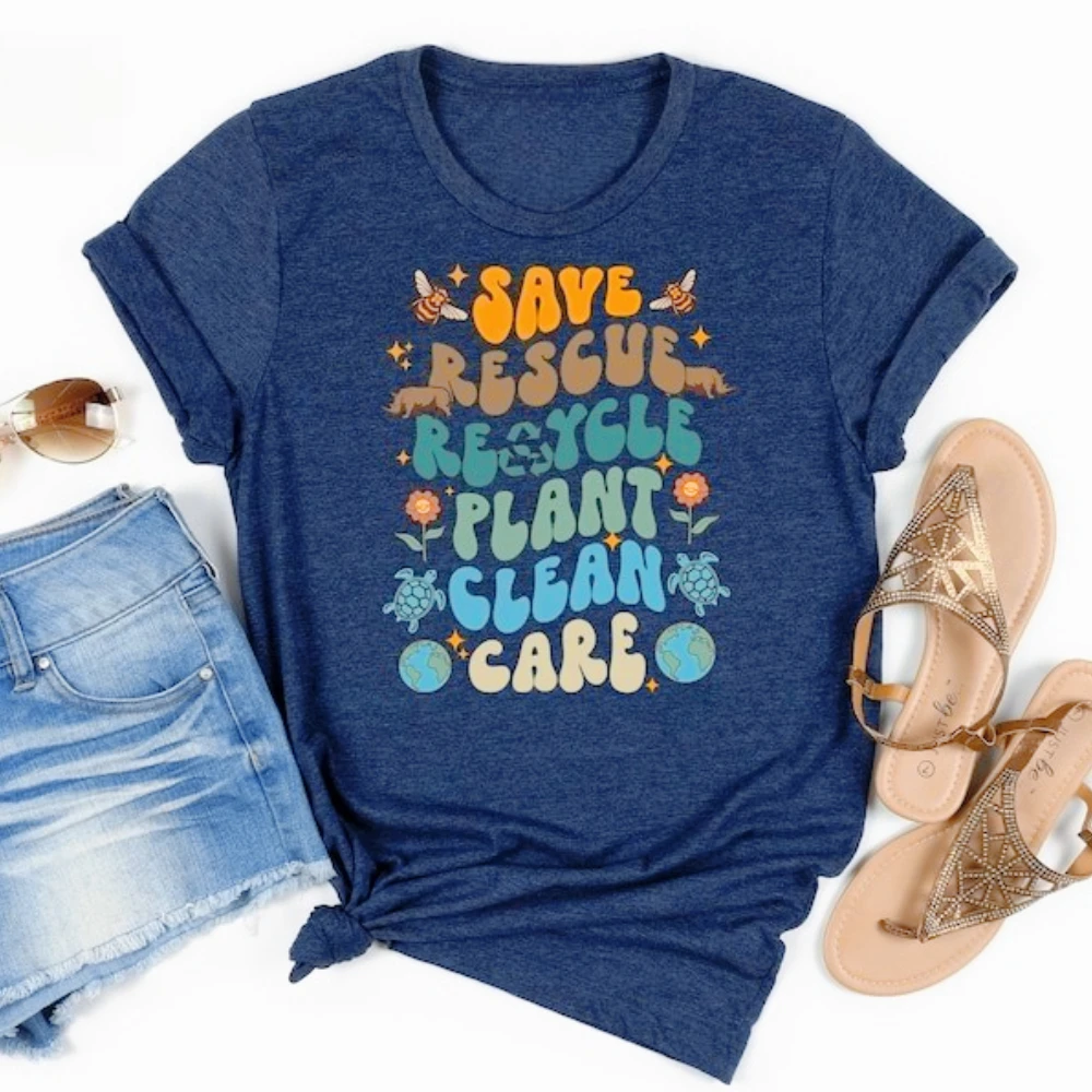 يوم الأرض اليوم اليومي تي شيرت صديقة للبيئة التي شيرت سعيد يوم الأرض قميص صديق البيئة لطيف هدية المحملة الرجال النساء ملابس علوية من القطن