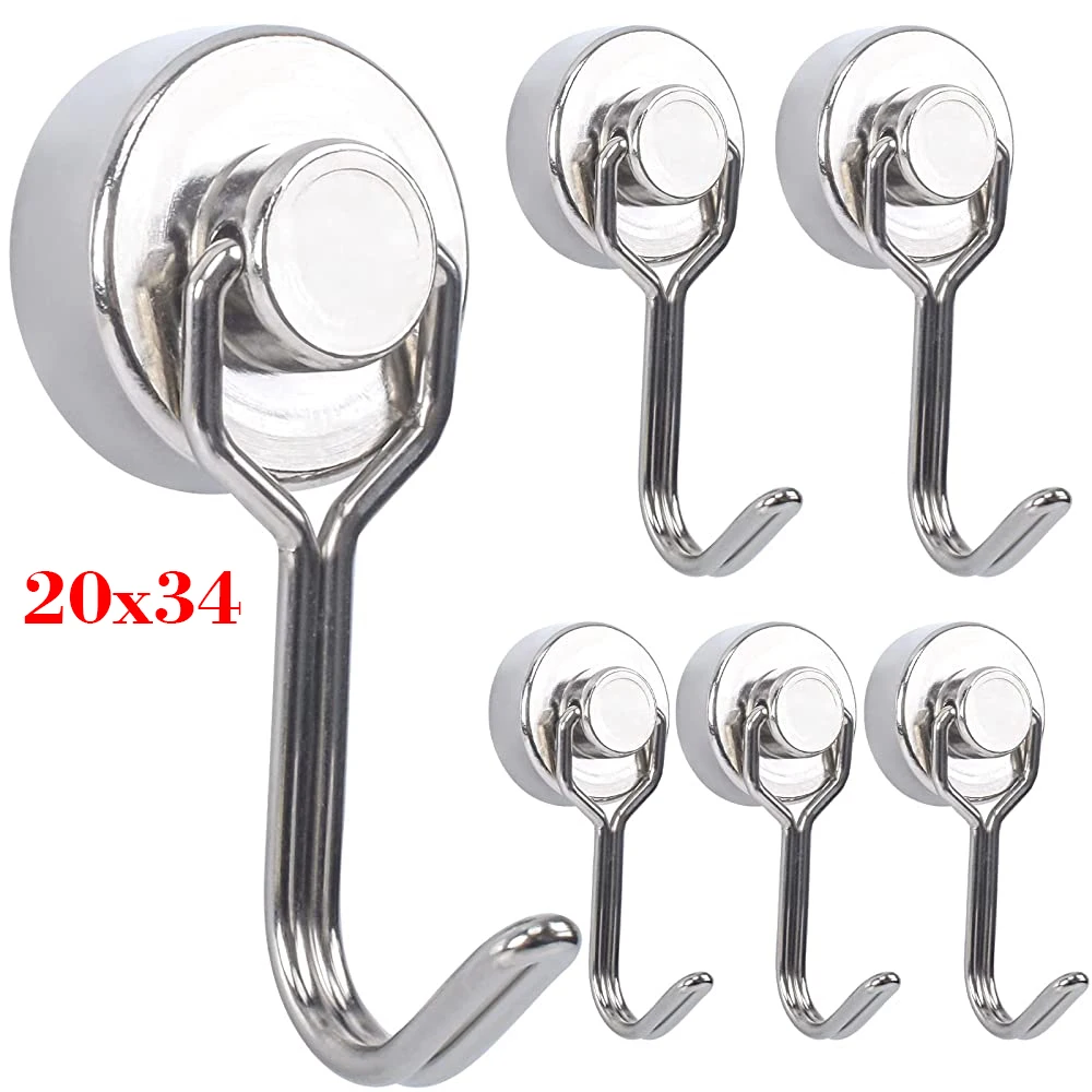 

3~20pcs Magnetic Hooks Heavy Duty Strong Neodymium Magnets Hook Kitchen Refrigerator Swivel Multi-Purpos Key Holder Organization