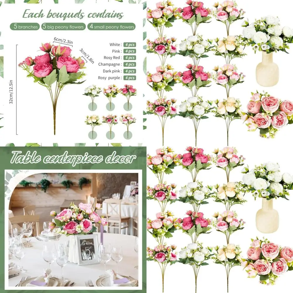 

Искусственные букеты пионов для свадеб и домашнего декора в ярких цветах