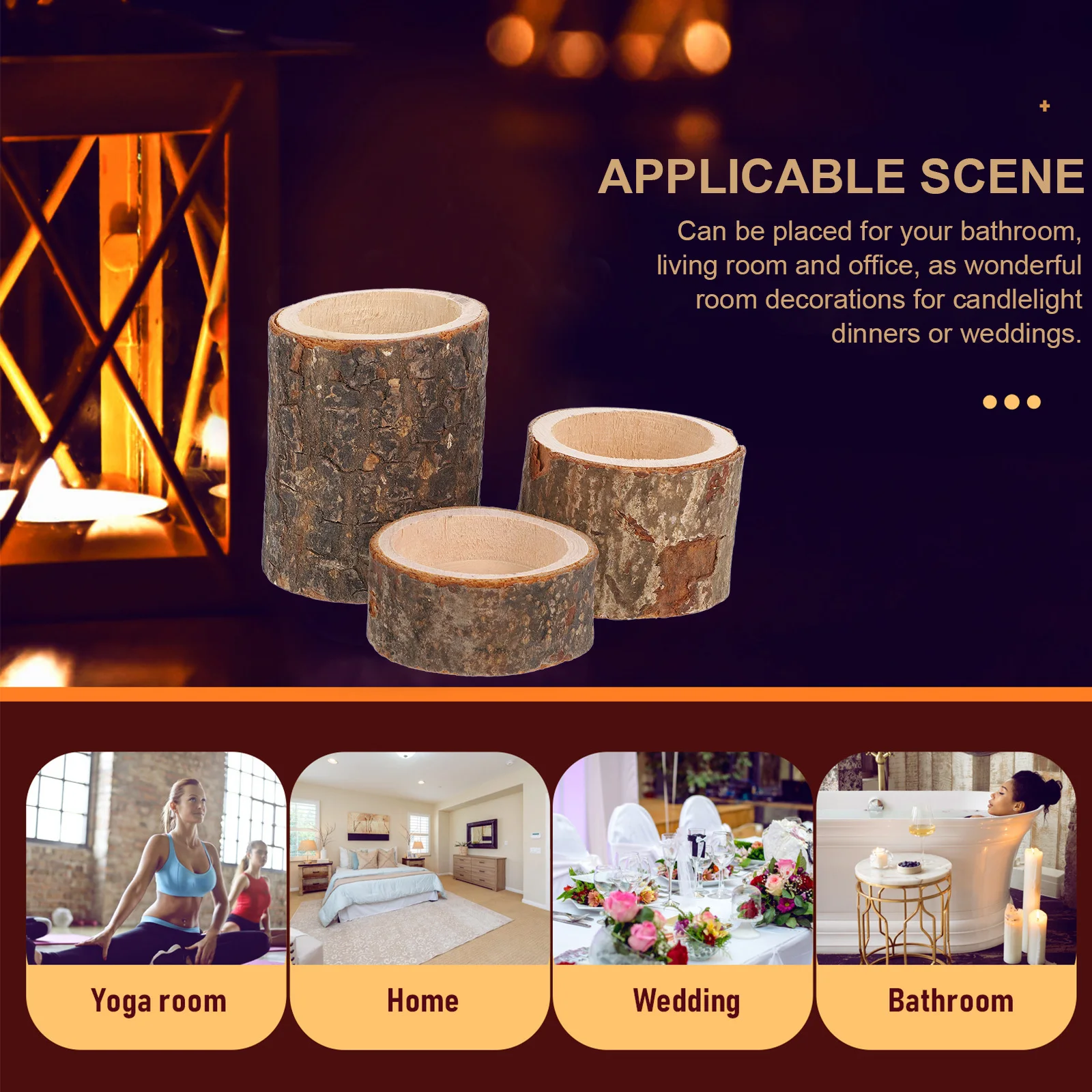 6Pcs Wooden Stand Modern Versatile Plant Holder Tealight Votive Holder Elegant Tabletop Decoration for Home