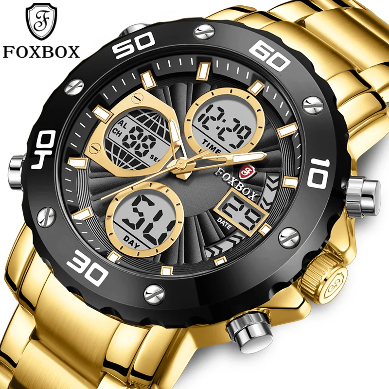 

FOXBOX цифровые мужские военные часы водонепроницаемые наручные часы светодиодные кварцевые часы спортивные часы мужские большие часы Relogios Masculino + коробка