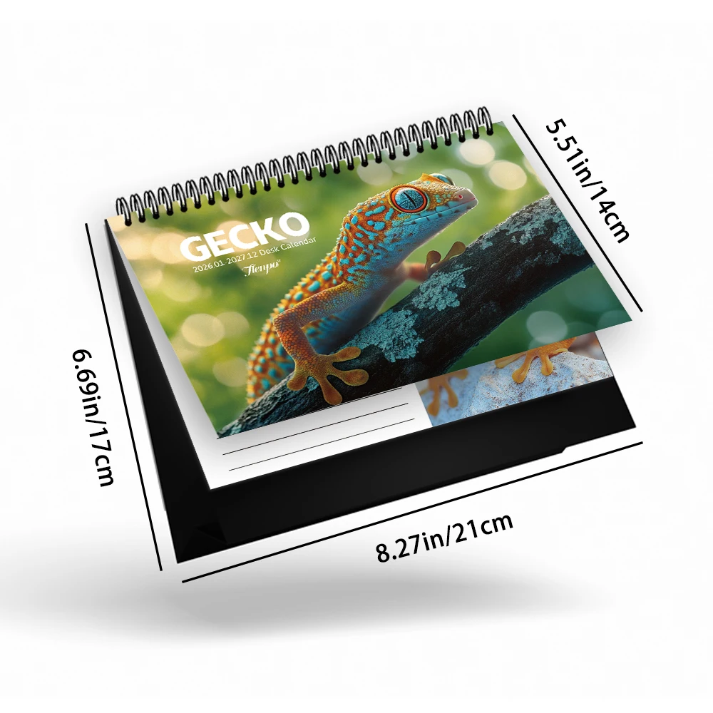 1 قطعة تقويم موضوع السحلية 2026-2027، مخطط شهري لمدة 24 شهرًا، تقويم سطح المكتب، هدية مثالية لأعياد الميلاد، عيد الميلاد، السنة الجديدة #2