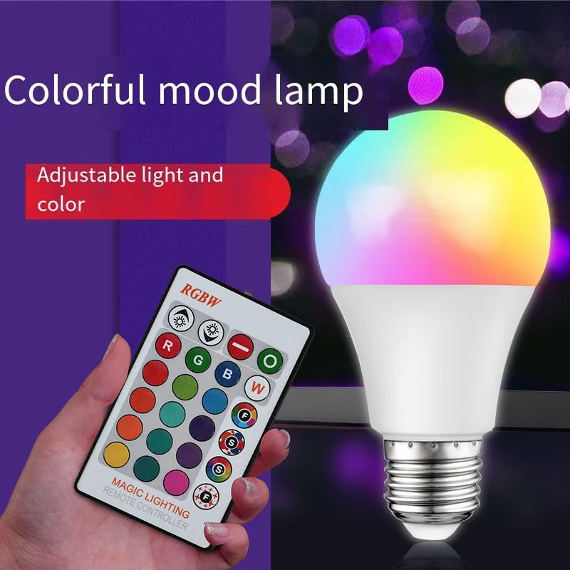 E27 LED RGB Lamp Spotlight Bulb AC 85-265V Atmosphere light  5W 9W 15W IR Remote Control Led Bulb Smart Led RGBW Lamp Home Decor