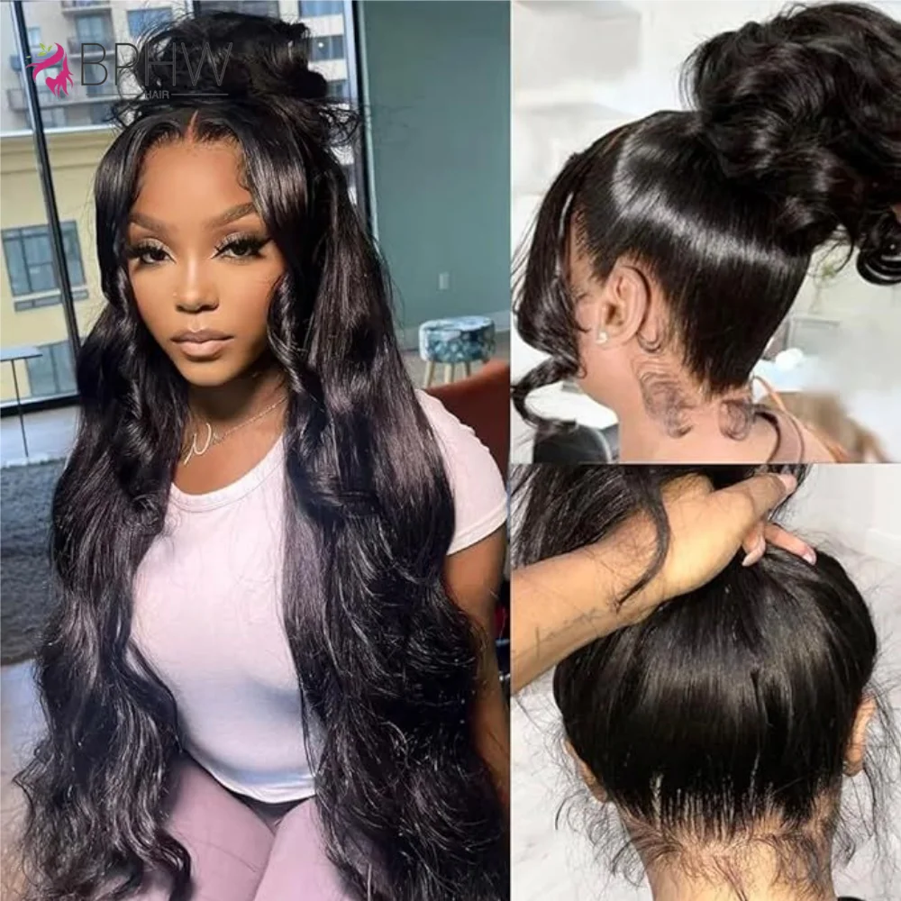 

360 Full Hd Lace Front Wig 100% Human Hair Body Wave Drawstring Snug Fit Glueless Wig Natural Color Invisible Strap 250 Density