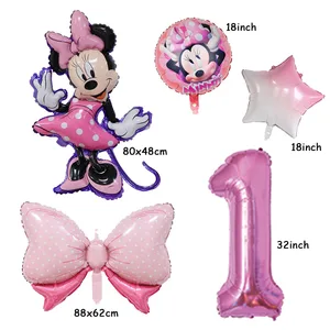 Minnie Mouse Dekorasi Pesta Ulang Tahun Anak Perempuan Peralatan Makan Sekali Pakai Balon Cangkir Piring Taplak Meja Balon Dekorasi Pesta Baby Shower 10 fiesta disney dengan penjualan terbaik - №