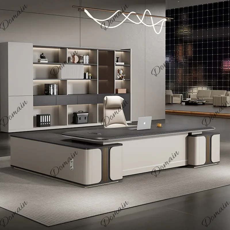 J81 Modern Executive Office Desk Set Luxury Manager Director Workstation Table Chair Combo