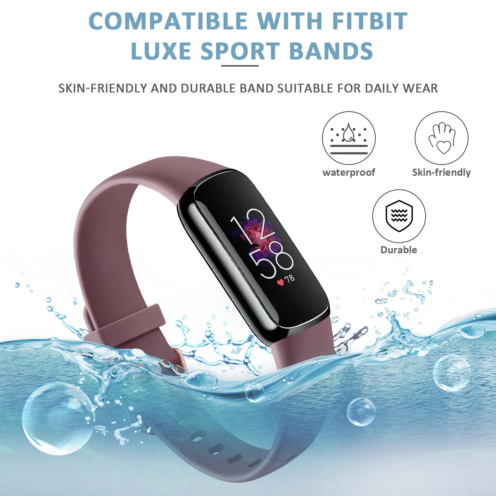 Silicone Watch Band para Fitbit Luxury, Soft Sports Smart Watch Bracelet, Substituição de pulseira