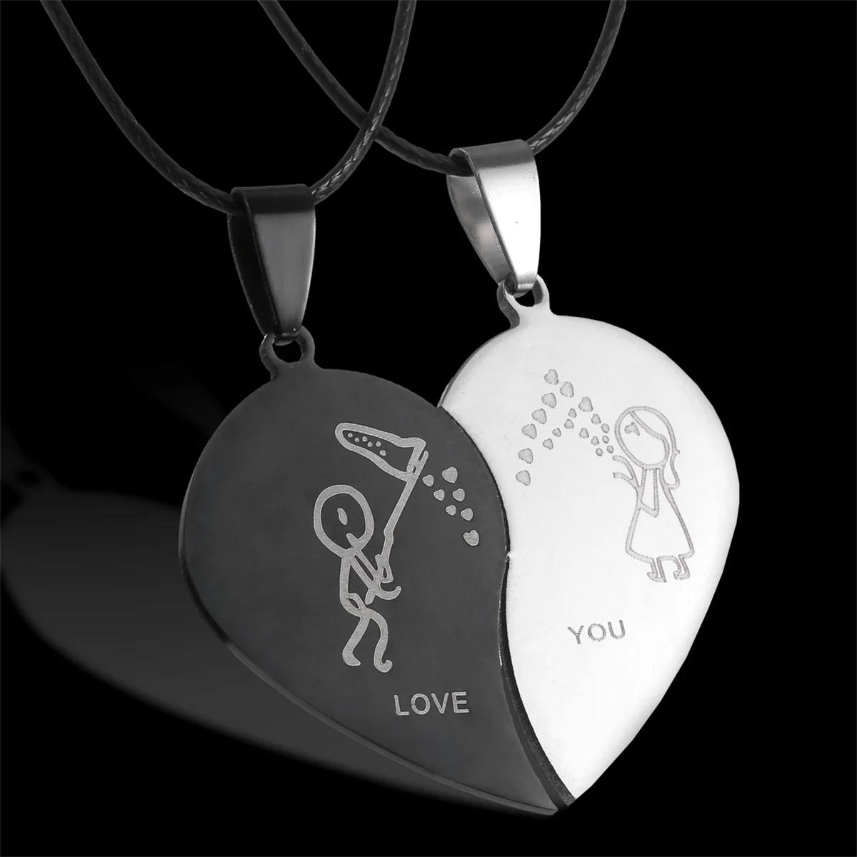 Fashion Stainless Steel Broken Heart Love You Couple Necklace For Women Men Heart Key BFF Friendship Choker Valentine's Jewelry