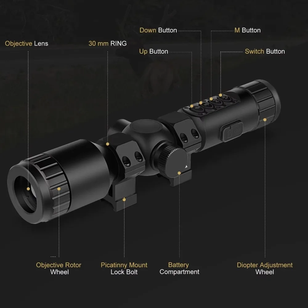 2x-5x TGS300 1024x768 2-5x Multi-Linggual IPX7 Waterproof Thermal Monocular Night Vision Scope for Hunting