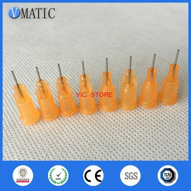 Free Shipping Bestselling 100Pcs 23G 1/4'' Inch Stainless Steel Tip Luer Lock Glue Dispensing Needles Tip Orange Color