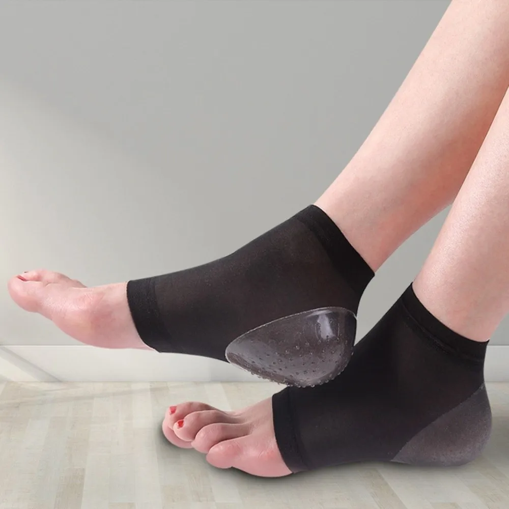 Invisible Ankle Protection Socks High Elasticity Prevent Cracked Heel Protector Hosiery Compression Support Silicone
