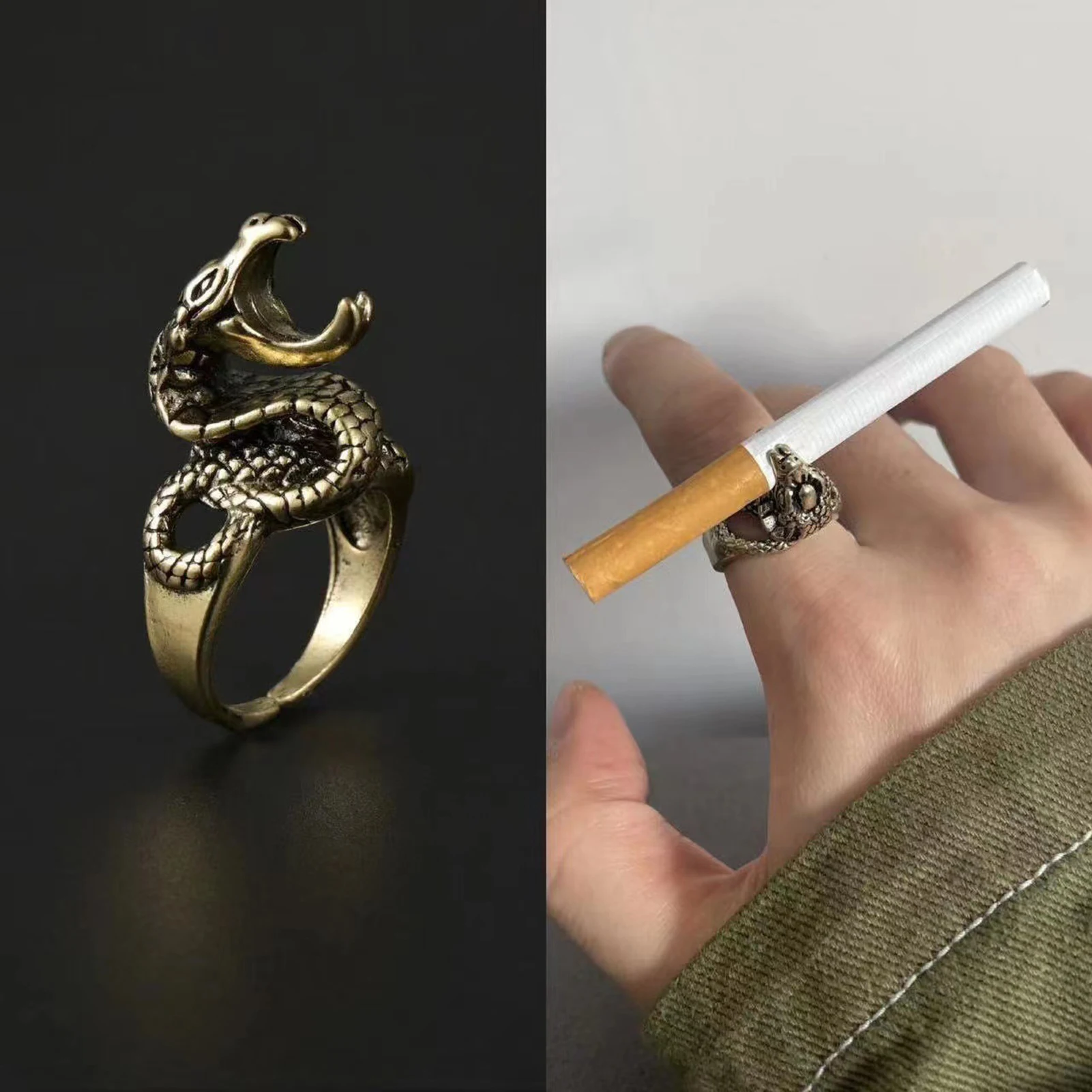 Creative Cigarette Holder Dragon Shape Snake Design Finger Cigarette Holder  Birthday Gift Men Coarse Smoke Cigarette Holder