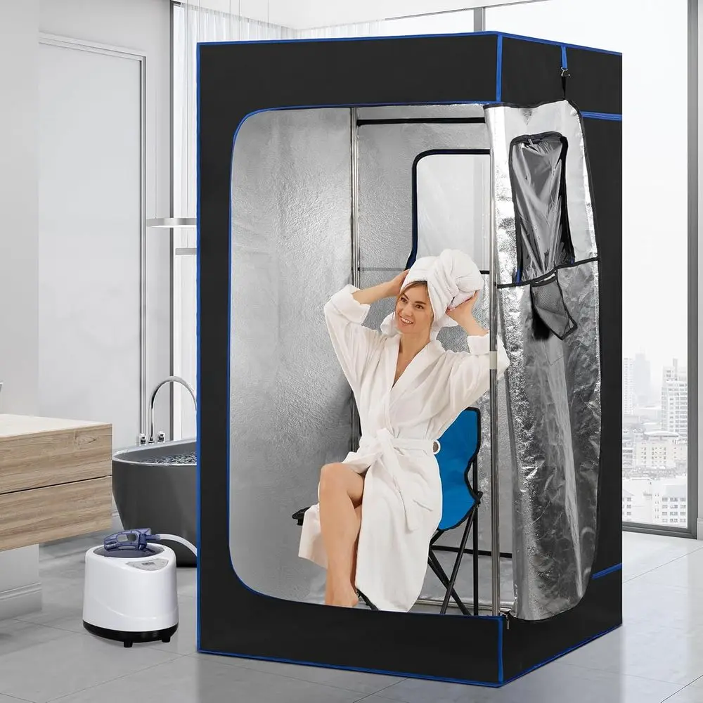 Portable 3.0L Steam Sauna Box with Remote Control and Adjustable Chair for Full-Size Relaxation