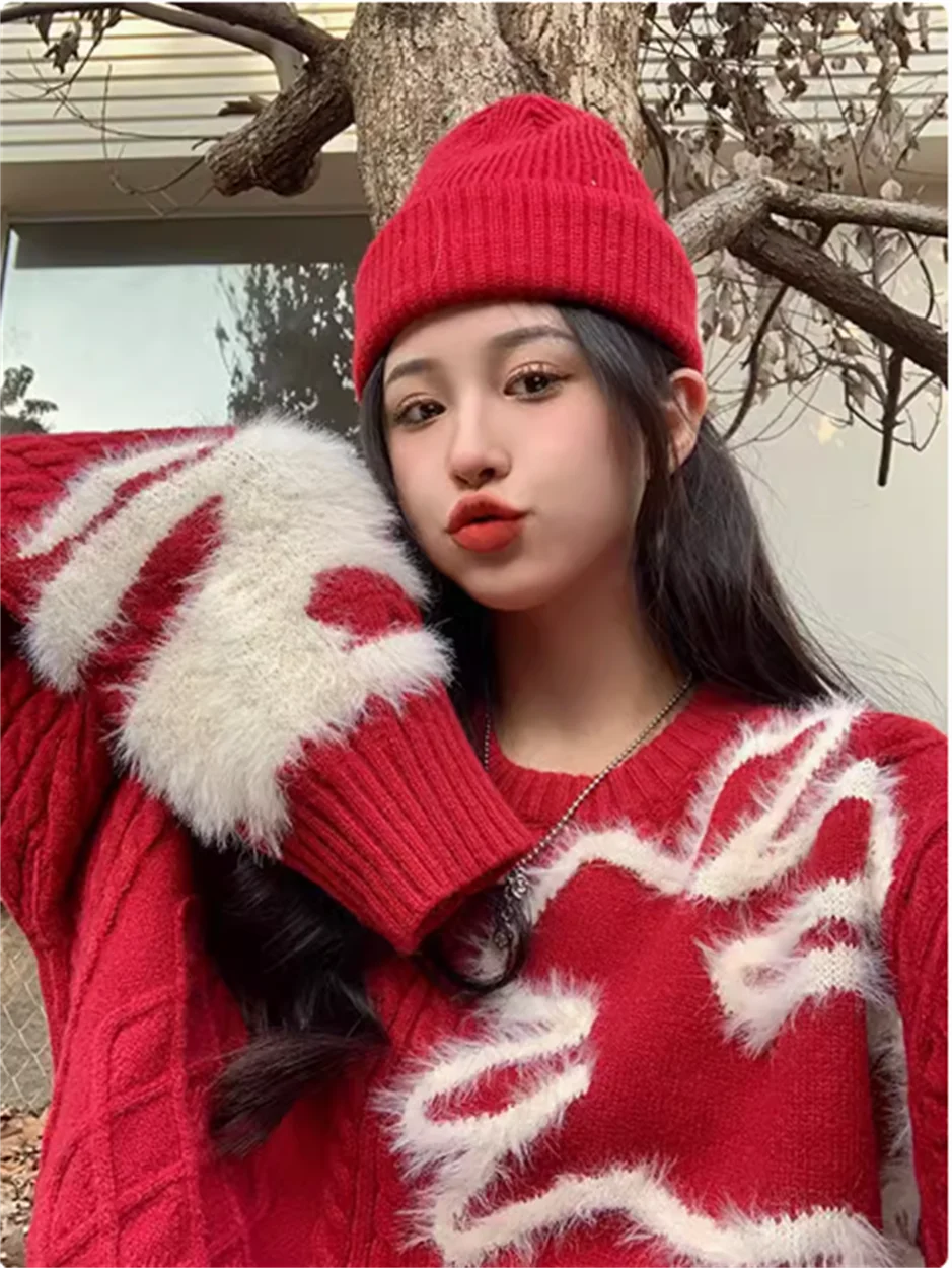 Red Rabbit Sweater Women's Autumn/Winter Rabbit Year New Year Clothes Chinese New Year Women's Top