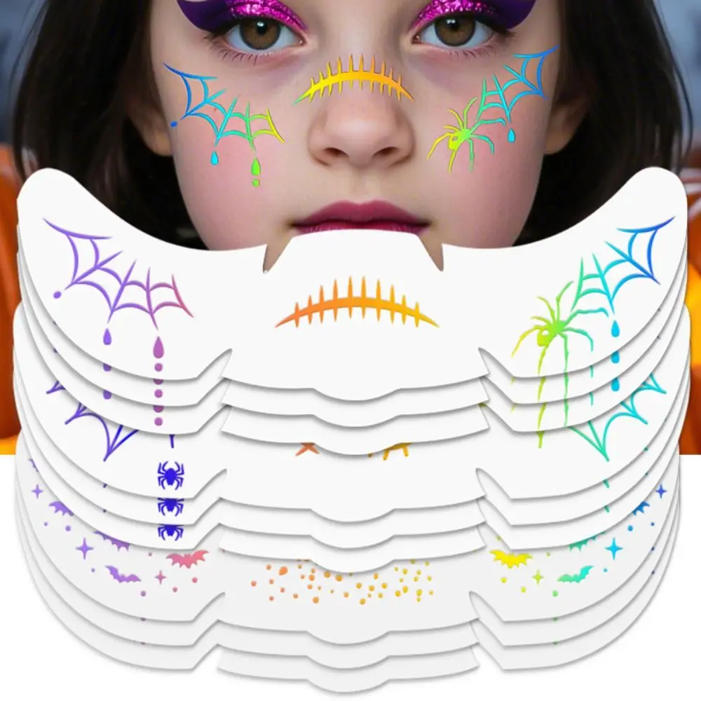 

Halloween Sparkle Facical Stickers Colorful Cartoon Makeup Patches Waterproof Face Makeup Tattoo Stickers Party
