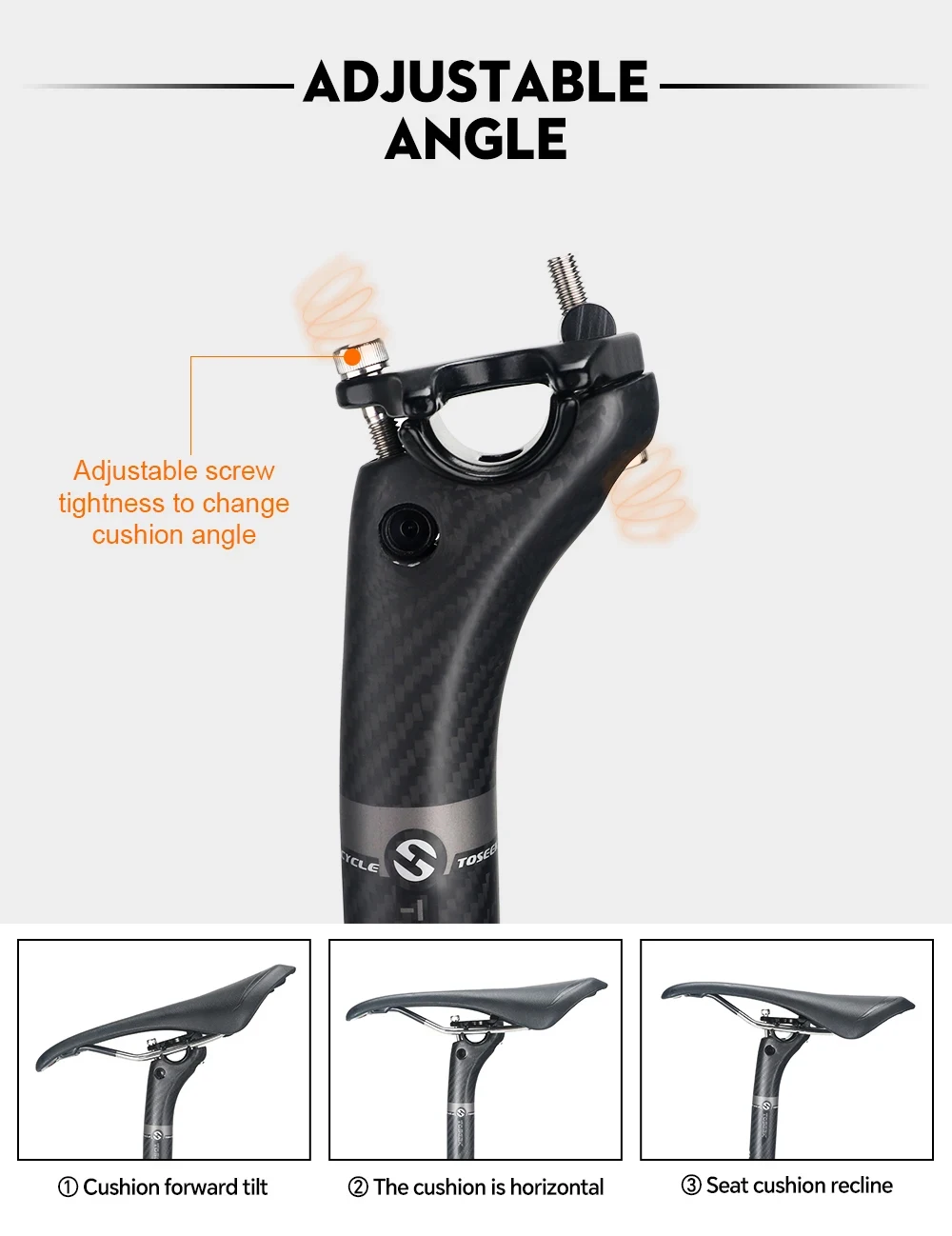 TOSEEK Ultraleichte 3K Carbon-Sattelstütze MTB/Rennrad Fahrradsattelstütze mit 20mm Offset 27,2/30,8/31,6*350/400mm Grau Matt – Detail 13