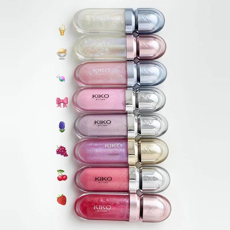 Kiko 3D NEW Hydra Lip Gloss Non-Fading Waterproof Blusher Moisturizing Shimmer Makeup Lip Gloss Lipstick Brun Pearly Mauve Liner