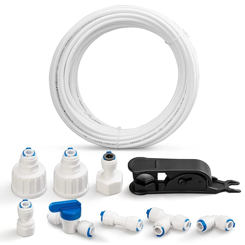 Water Supply Pipe Universal Connection Set 15M,For Side By Side Refrigerator,Reverse Osmosis System (1/4Inch)