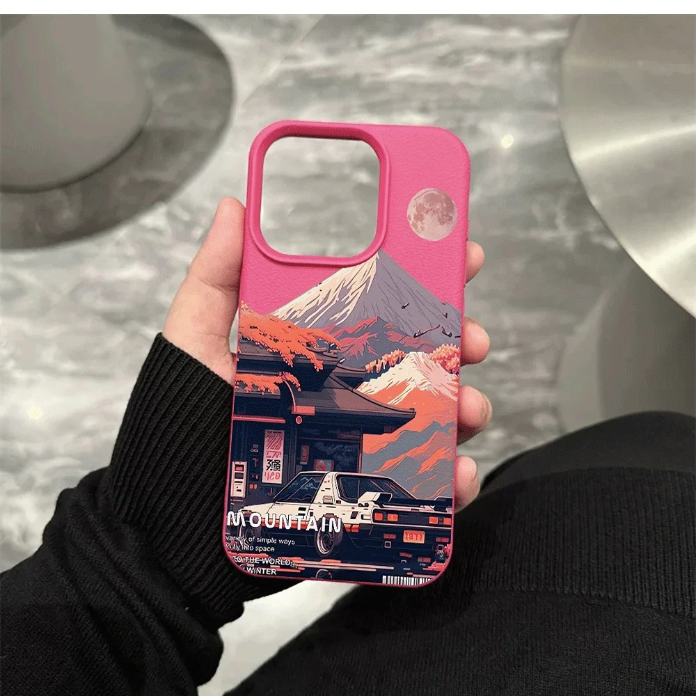 Mount Fuji Sportwagen Handyhülle für iPhone 17 16 15 14 13 12 Pro Max 16 15 14 Plus 17 16 15 14 Pro 17Air Silikon Matte Hülle – Detail 11