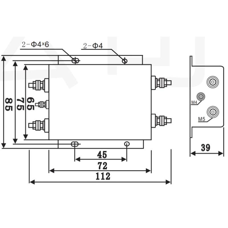 EMI FILTER SGAF4-30A L-2X1.3mH C-2X0.47(X2) C-2X4700pF(Y) 250VAC 50/60HZ HPF 25/085/21 Ac single-phase universal power filter