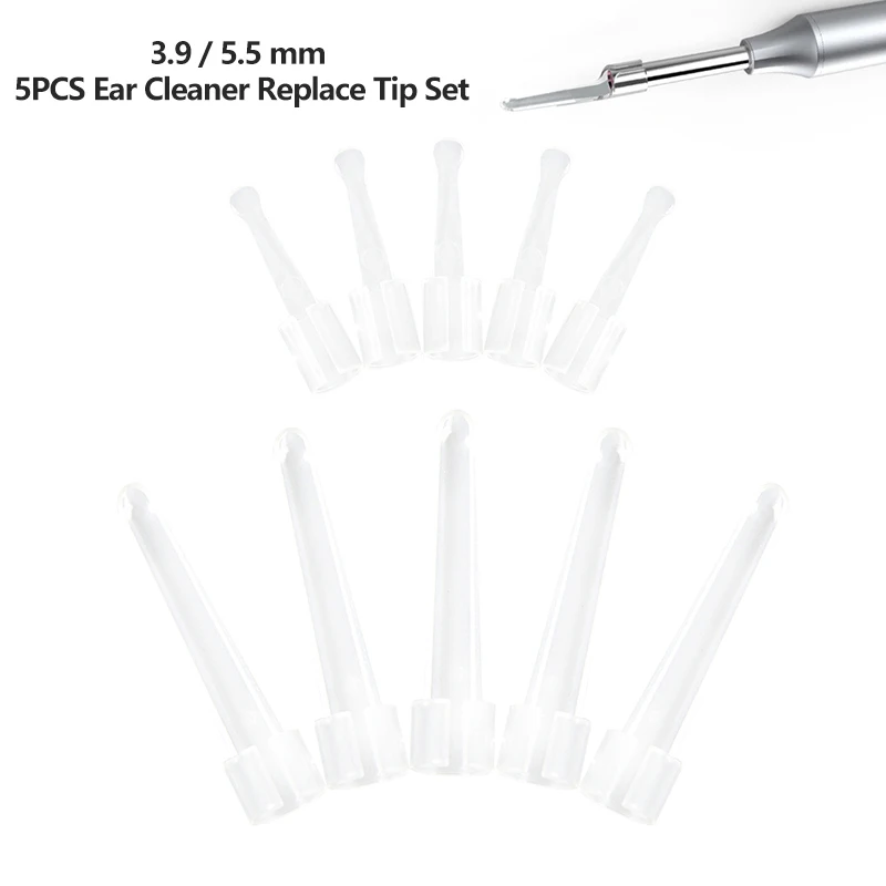 5Pcs 3.9/5.5MM Ear Sticks Earstick Ear Wax Remover Ear Cleaner Replace Tip Set Accessory For Ear Care