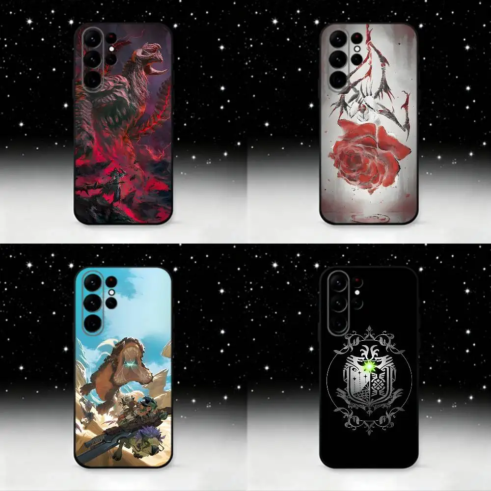 

M-Monster H-Hunter Wilds Phone Case For Samsung S25,S24 Ultra,S20,S30 plus,S22 plus,S23,S30 Ultra 5G Silicone Black Shell