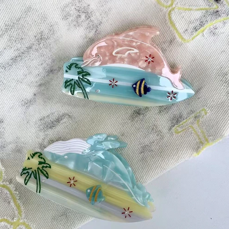 

New Ocean Whale Hair Clips Senior Acetate Jelly Color Large Claw Clip Summer Beach Shark Clip Hair Accessories for Women Girls