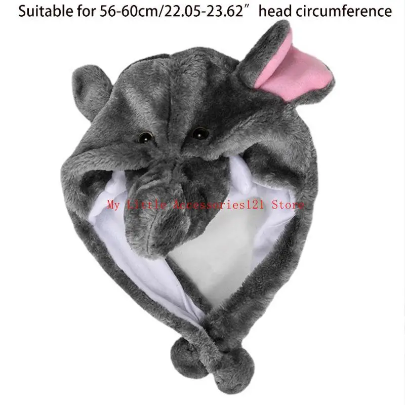 قبعة قطيفة على شكل فيل لطيف قبعة شتوية للثلج قبعة كريتر للبالغين والأطفال في حفلة الهالوين #6
